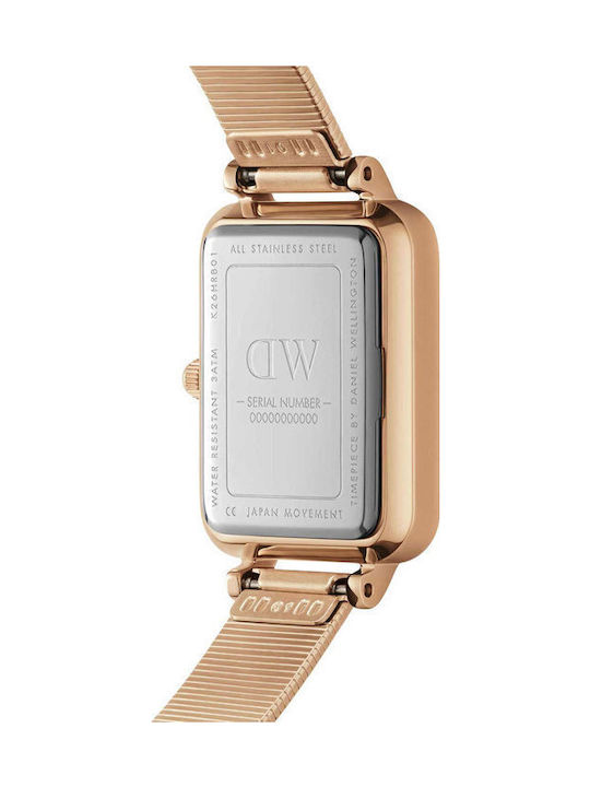 Daniel Wellington Quadro Lumine Women's Watch with Pink Gold Metal Bracelet