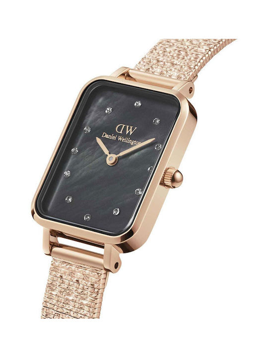 Daniel Wellington Quadro Lumine Watch with Pink Gold Metal Bracelet