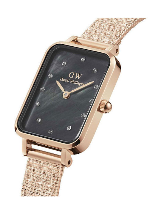 Daniel Wellington Quadro Lumine Women's Watch with Pink Gold Metal Bracelet