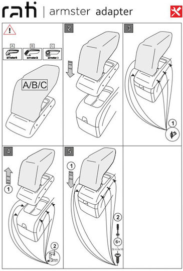 Rati Armster Car Armrest Mount for Peugeot 308 2007-2013 Black