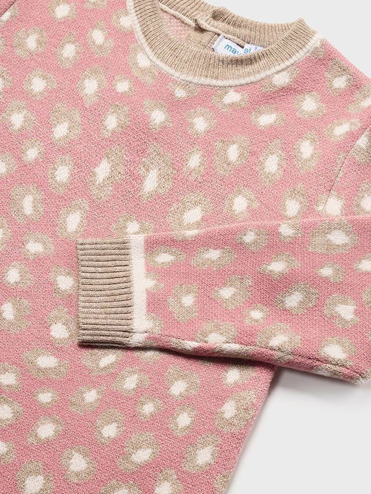 Rochie pentru Copii Mânecă lungă Tricotat Animal Print Roz