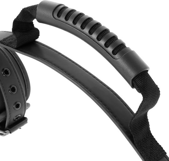 Fetish Submissive Cuffs with Puller Cătușe în Culoare Negru