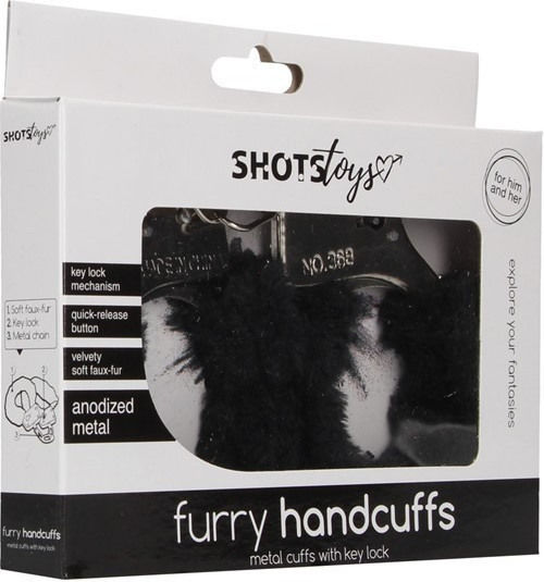 Shots Furry Handcuffs Handschellen in Schwarz Farbe