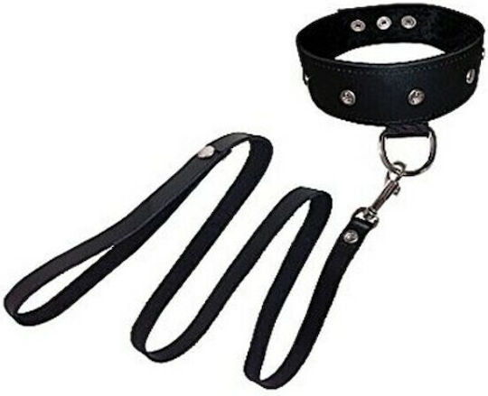 Sportsheets Leather Leash & Collar Κολάρο σε Μαύρο Χρώμα