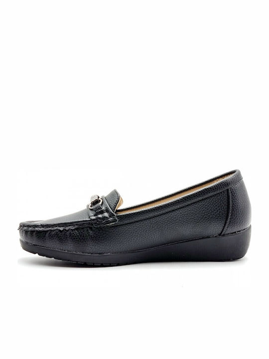 Aluba Leather Women's Moccasins in Black Color