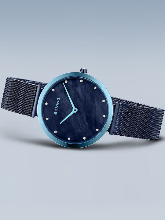 Bering Time Γυναικείο Ρολόι 32mm Μπαταρίας με Μπλε Κεραμικό Μπρασελέ