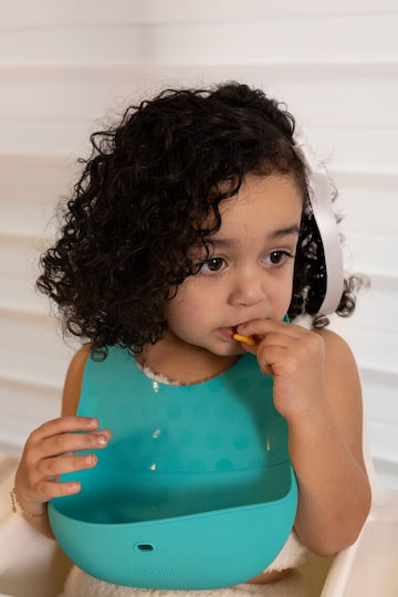 Bbluv Waterproof Bib Silicone with Button & Pocket Turquoise 2pcs
