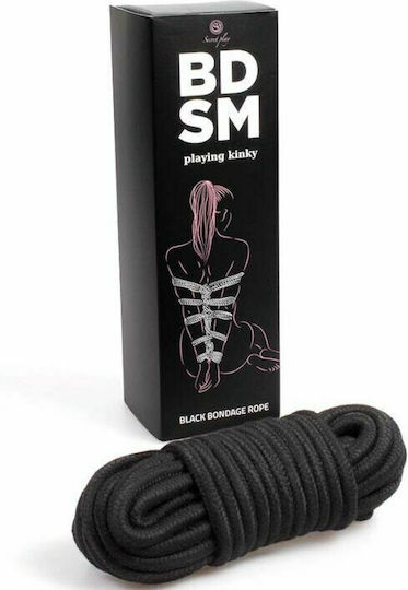 Secretplay BDSM Playing Kinky Σχοινί Δεσίματος Black Bondage Rope σε Μαύρο Χρώμα
