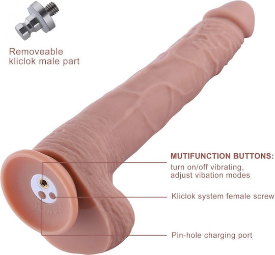 Hismith Extra-Length Vibrating Silicone Dildo With KlicLok 30cm BDSM Accessory in Flesh Color