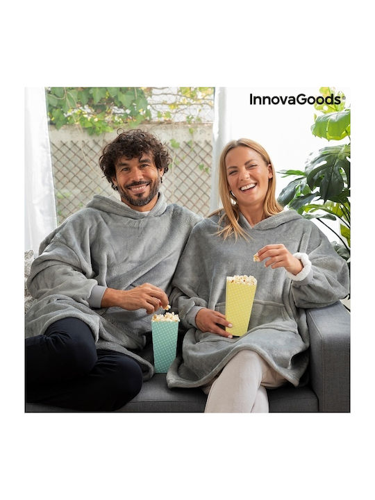 InnovaGoods Swug Κουβέρτα Fleece με Μανίκια 120x160εκ. Γκρι