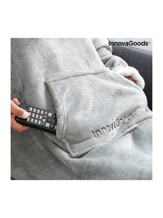 InnovaGoods Swug Κουβέρτα Fleece με Μανίκια 120x160εκ. Γκρι
