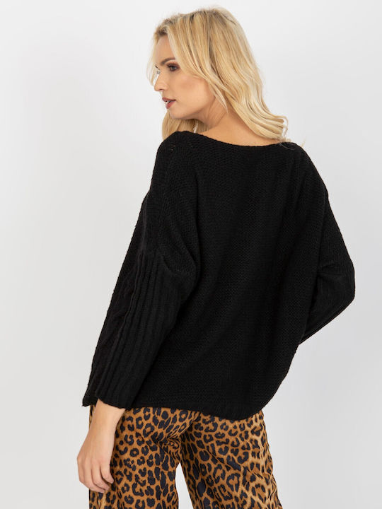 Och Bella Damen Langarm Pullover Schwarz