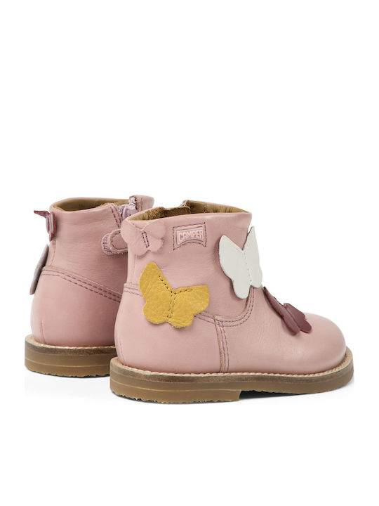 Twins Anatomical Leather Kids Boots with Zipper Pink