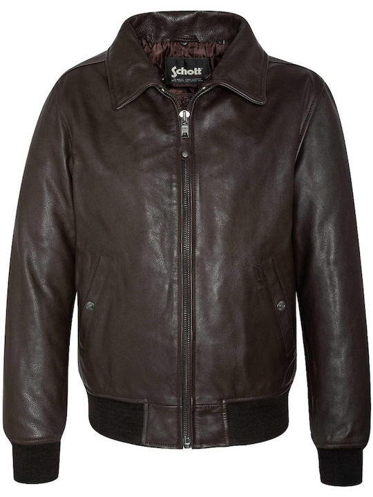 SCHOTT MEN'S LEATHER JACKET BROWN LEATHER JACKET LC930D-BROWN