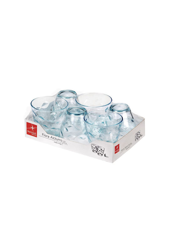 Bormioli Rocco Set Gläser Wasser aus Glas in Blau Farbe 260ml 6Stück