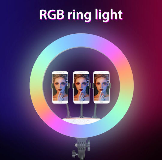 Selfie Ringlicht RGB Ringlicht 45cm mit Bodenstativ und Handyhalter