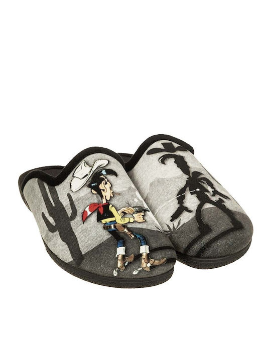 Lucky Luke Зимни мъжки чехли Черен