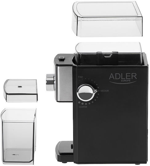 Adler AD-4448 Electric Coffee Grinder 300W for 250gr Beans and 12 Grind Levels Silver