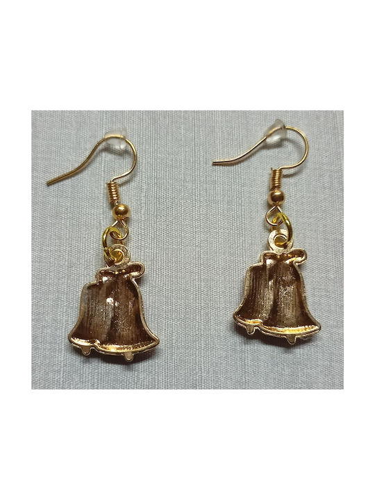 Earrings handmade gold metallic christmas bells 4cm (tatu moyo)