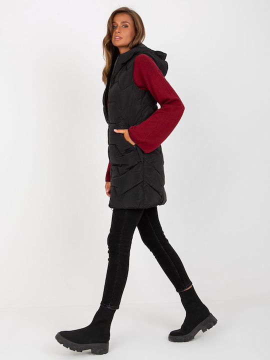 Factory Price Women's Long Puffer Jacket for Winter with Hood Black