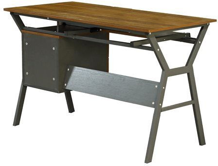 Computer Büro Vitino Holz Walnut / Grey mit Metallbeinen 120x60x76cm