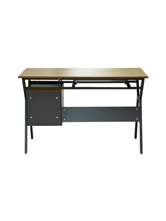 Birou de Calculatoare Vitino din Lemn Nuc / Gri cu Picioare Metalice 120x60x76cm