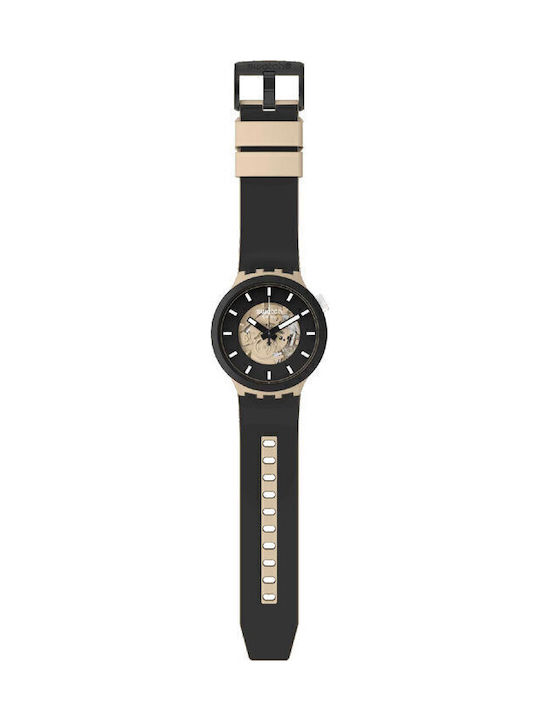 Swatch Unisex Ceas Bărbați 47mm Baterie Cu Curea Cauciuc Neagră