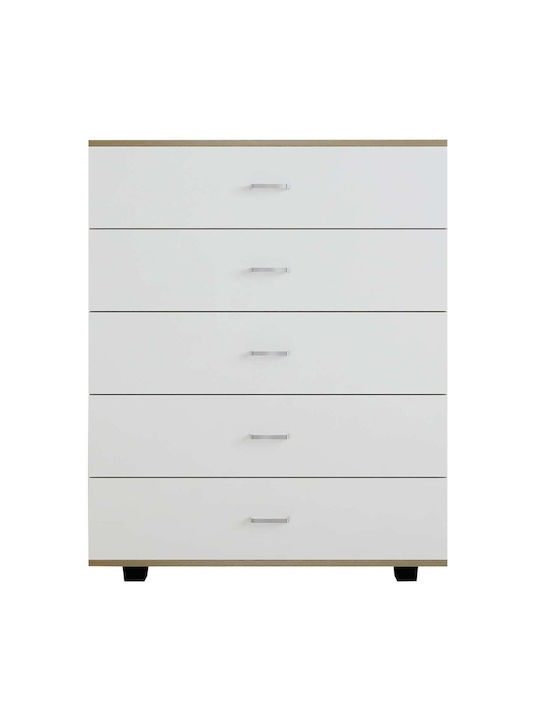 Wooden Chest of Drawers with 5 Drawers Sonama / Γκρι 80x40x100cm