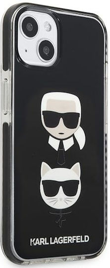 Karl Lagerfeld Karl & Choupette Heads Umschlag Rückseite Kunststoff / Silikon Schwarz (iPhone 13)
