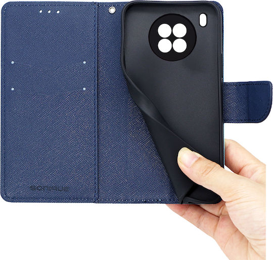 Sonique Trend Wallet Synthetic Leather Red / Dark Blue (Huawei Nova 8i / Honor 50 Lite)
