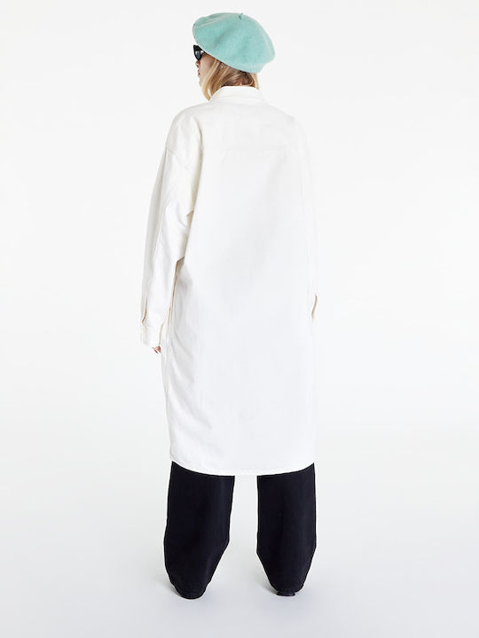 Calvin Klein Γυναικείο Λευκό Παλτό με Κουμπιά