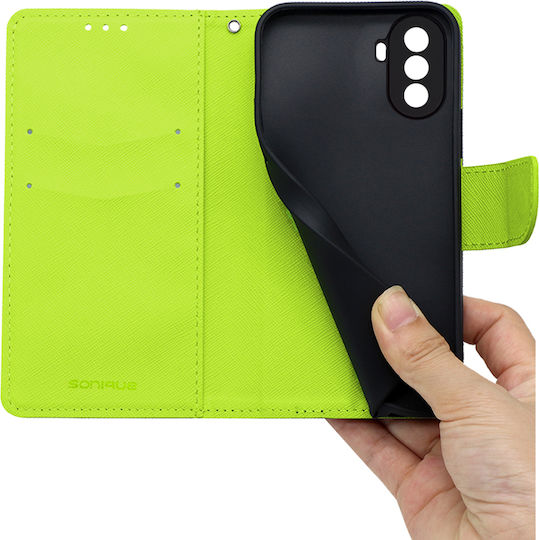 Sonique Trend Wallet Synthetic Leather Dark Blue / Acid Green (Huawei Nova Y70)
