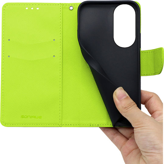 Sonique Trend Wallet Δερματίνης Σκούρο Μπλε / Λαχανί (Huawei P50 Pro)