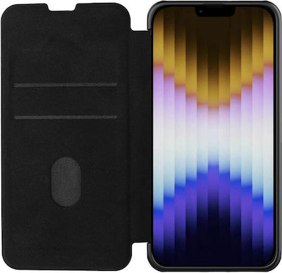 Nillkin Qin Pro Plain Leather Buchen Sie Synthetisches Leder 2mm Schwarz (iPhone 14 Pro)