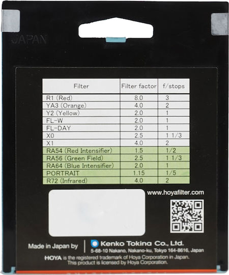 Hoya RA54 Red Enhancer Έγχρωμo Φίλτρo Διαμέτρου 72mm για Φωτογραφικούς Φακούς