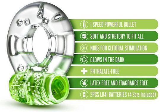 Blush Vibrating Cock Ring Cock Silicon Green