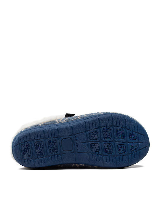 Creamy Winter Women's Slippers with Fur Blue