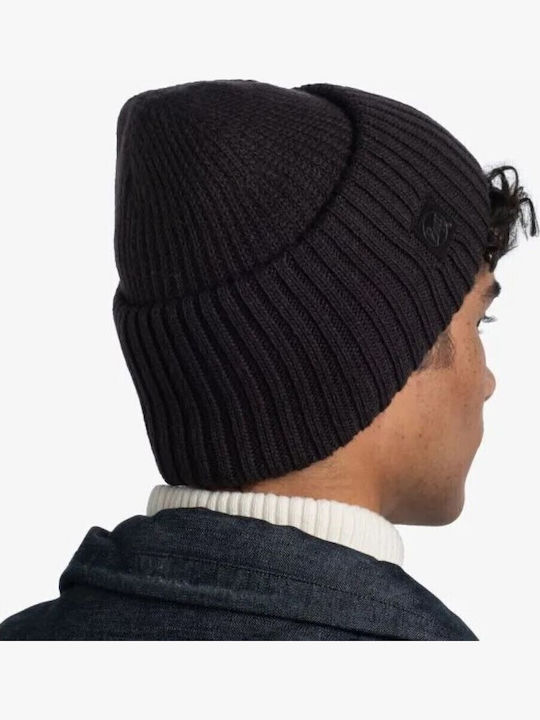 Rutger Beanie Masculin Căciulă cu Tricotaj Rib în culoarea Negru