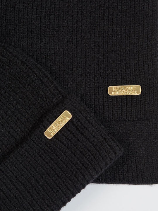 Frauen Set mit Beanie Gestrickt in Schwarz Farbe