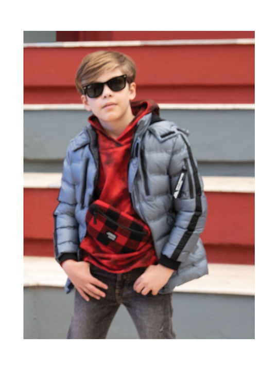 Energiers Kids Quilted Jacket Long with Lining & Protection Hood Gray