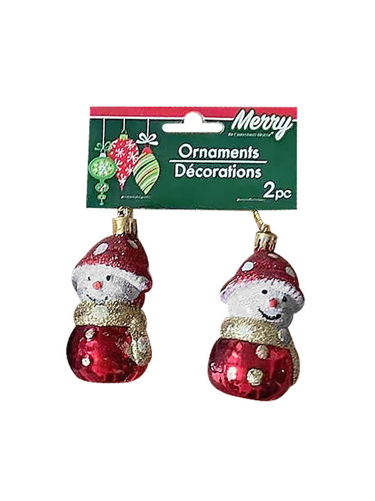 XMASfest Christmas Plastic Snowman Ornament 8.5x8.5cm 2pcs (Μiscellaneous Colors)