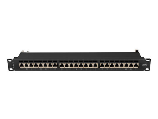Lanberg Patch Panel for Rack 1U 19" with 24 cat7 Ports Black