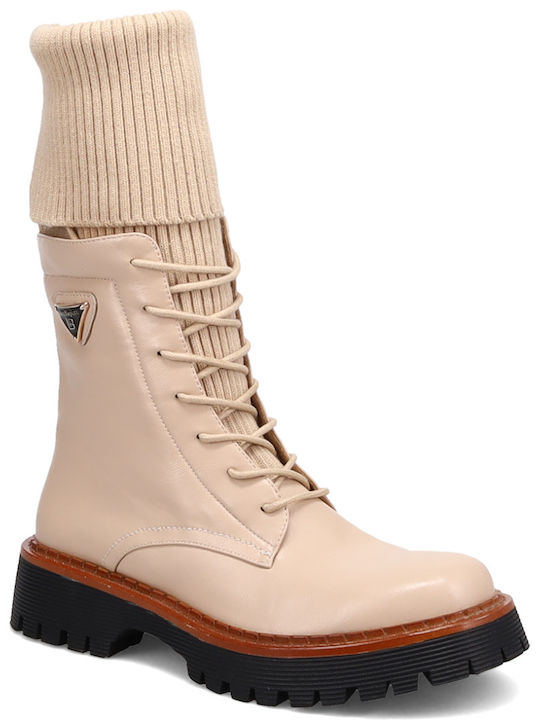 LAURA BIAGIOTTI Beige women's boot with sock