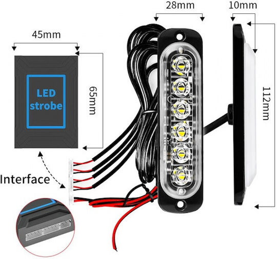 Car Signaling Bar LED 12 / 24V with Orange Lighting
