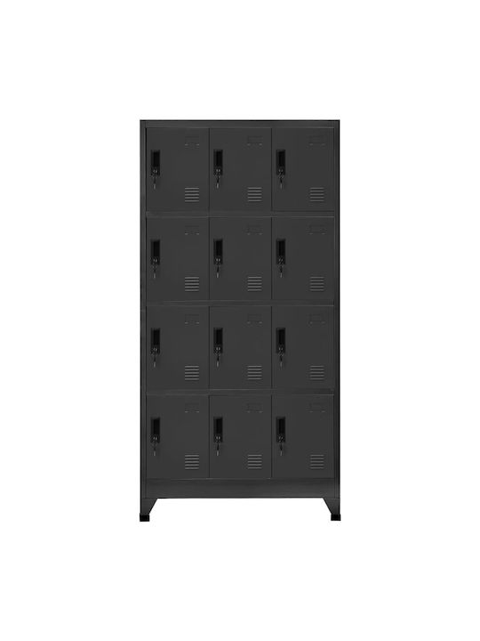 Шкаф Метал с 12 шкафчета Charcoal 90x45x180бр