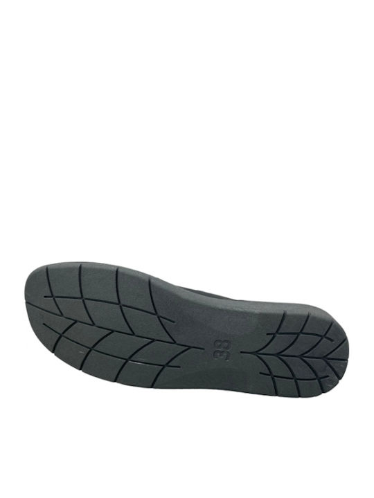 Leather Winter Women's Slippers Black