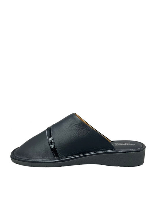 Leather Winter Women's Slippers Black