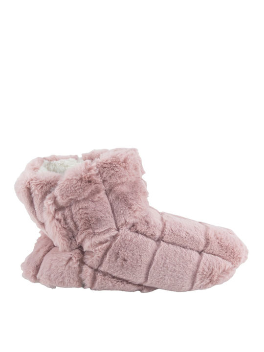 Adam's Shoes Closed-Back Women's Slippers with Fur In Pink Colour