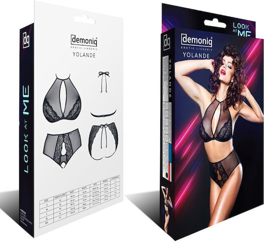 Demoniq Yolande Crotchless Lingerie Set Секси Комплект Бельо Black