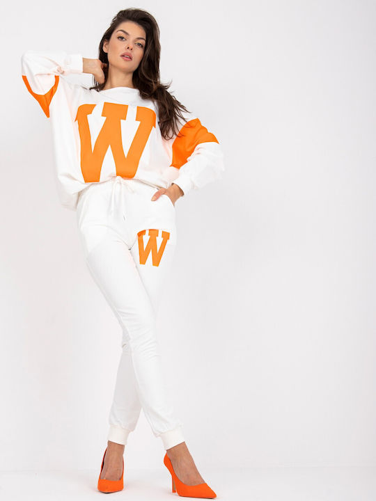 Fancy Damen-Sweatpants-Set White / Orange